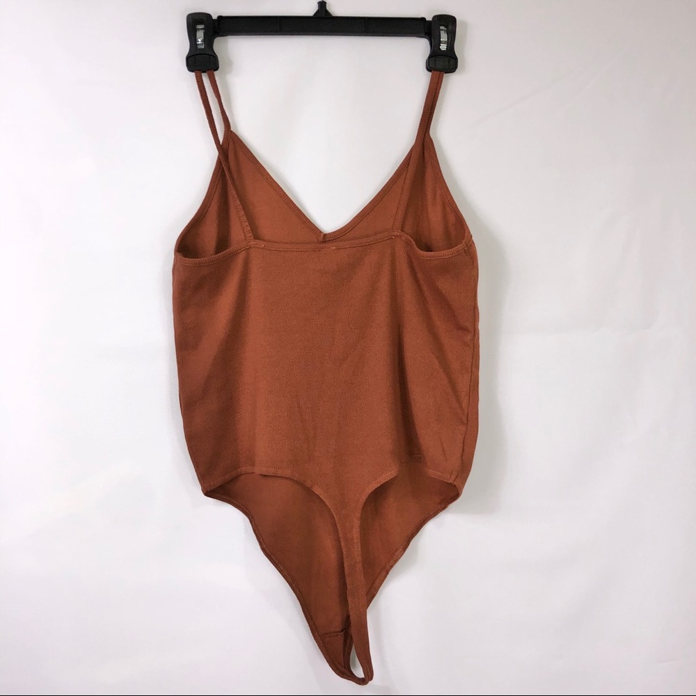 X SOLD X BP Rust Sequoia Ribbed Thong Bodysuit - Picture 5 of 7